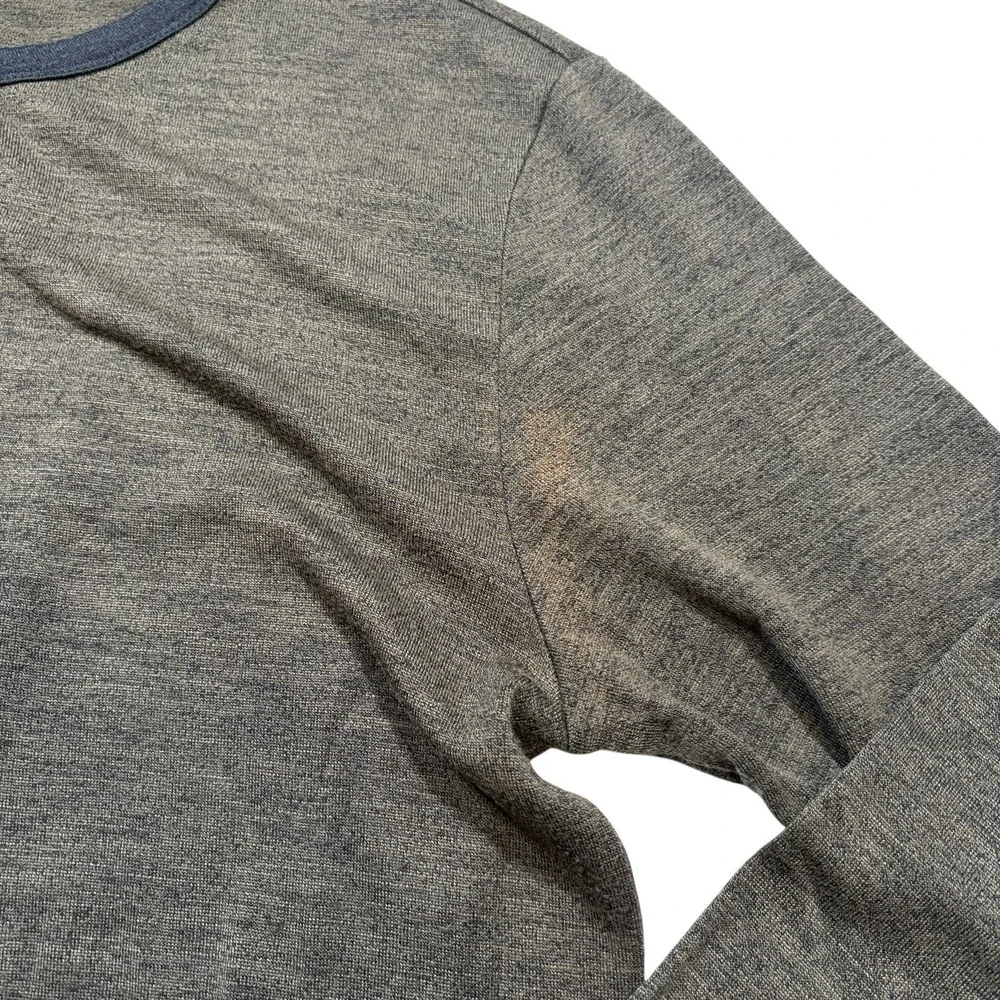 Theory Shirt Mens Long Sleeve Contrast Henley‎ Snap Green Small